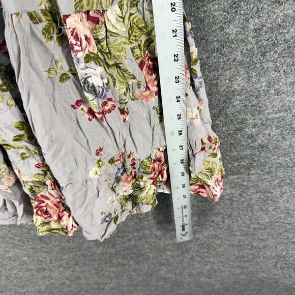 Angie Dress Women S Small Gray Floral Sheath Short V-Neck Long Sleeve Casual - Picture 5 of 6